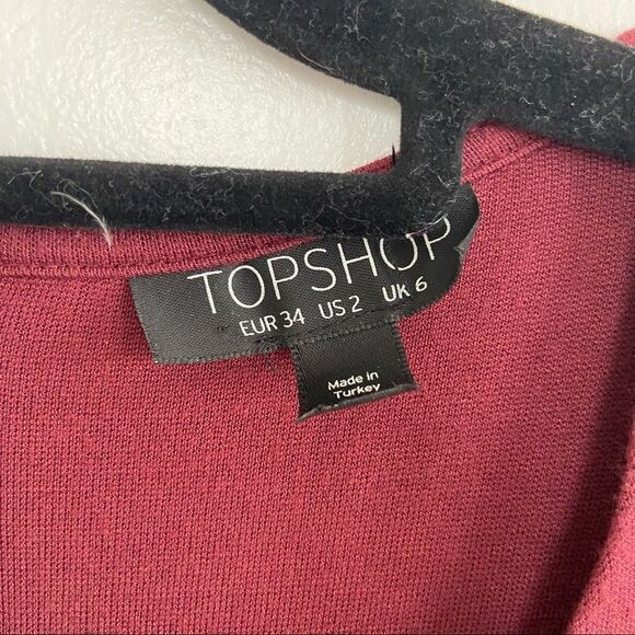 Topshop Dress Faux Wrap Maroon Bodycon Mini Size 2 - Picture 5 of 6